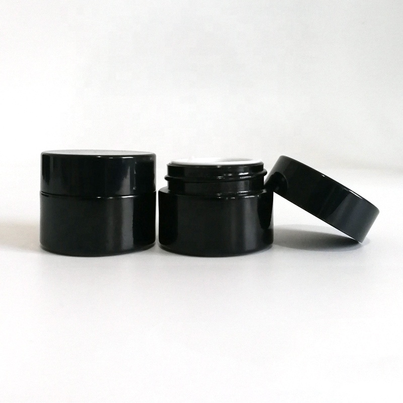 Dark violet wide mouth 2oz 3oz 4oz glass jars with lid black glass jar UV resistant container for cream