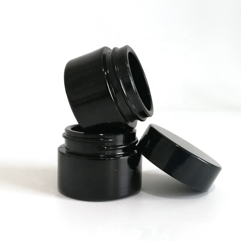 Dark violet wide mouth 2oz 3oz 4oz glass jars with lid black glass jar UV resistant container for cream