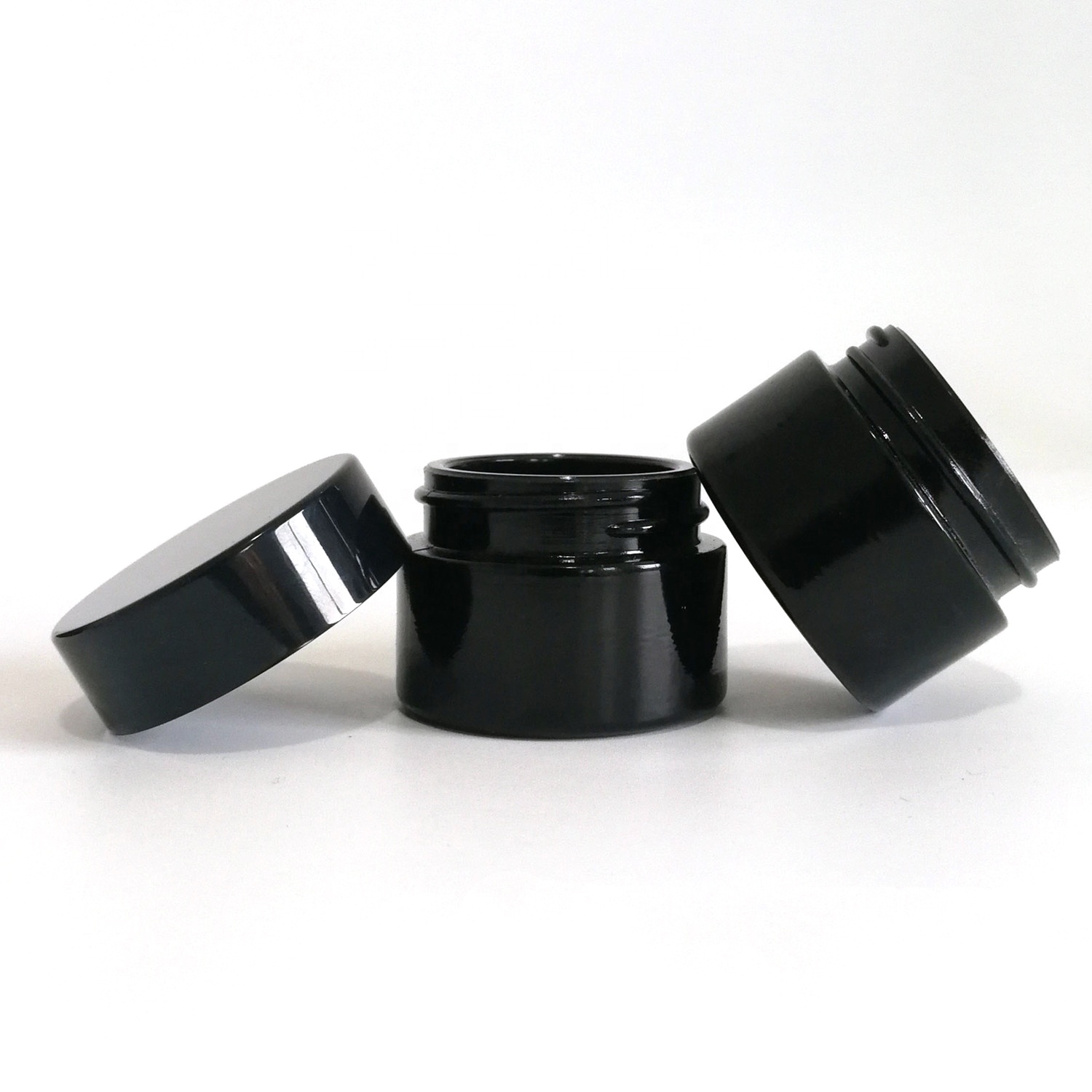 Dark violet wide mouth 2oz 3oz 4oz glass jars with lid black glass jar UV resistant container for cream