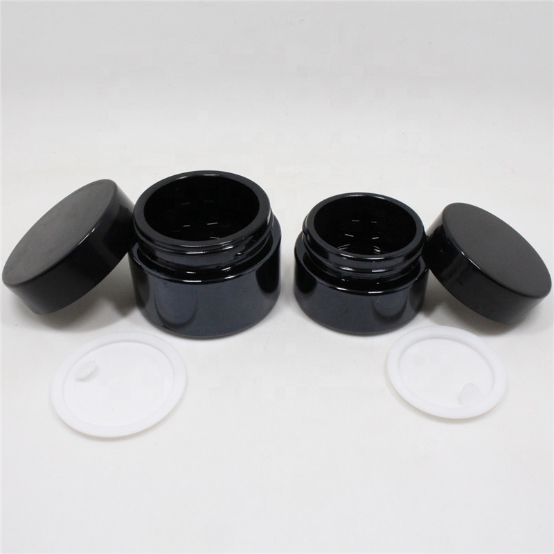 Dark violet wide mouth 2oz 3oz 4oz glass jars with lid black glass jar UV resistant container for cream