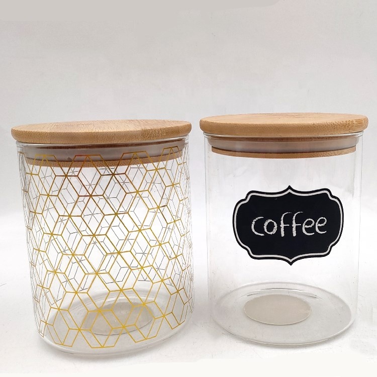 Decal Easter Bunny High Borosilicate Glass Storage Canisters Jars with Bamboo Lid