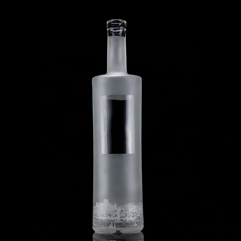 Decal Print Frosted Vodka Glass Bottle 750ml 500ml Vodka Alcohol Glass Bottle For Sale