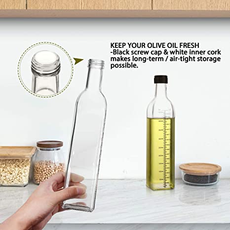 Decanter for Kitchen Glass Olive Oil Dispenser Bottle Oil Vinegar Cruet with Pourers and Funnel Olive Oil Carafe