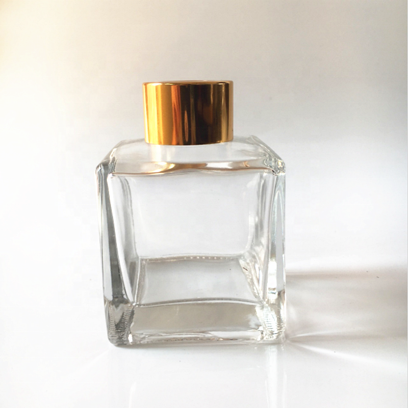 Decoration square air freshener aroma glass reed diffuser bottle with rattan stick 50ml 100ml 200ml