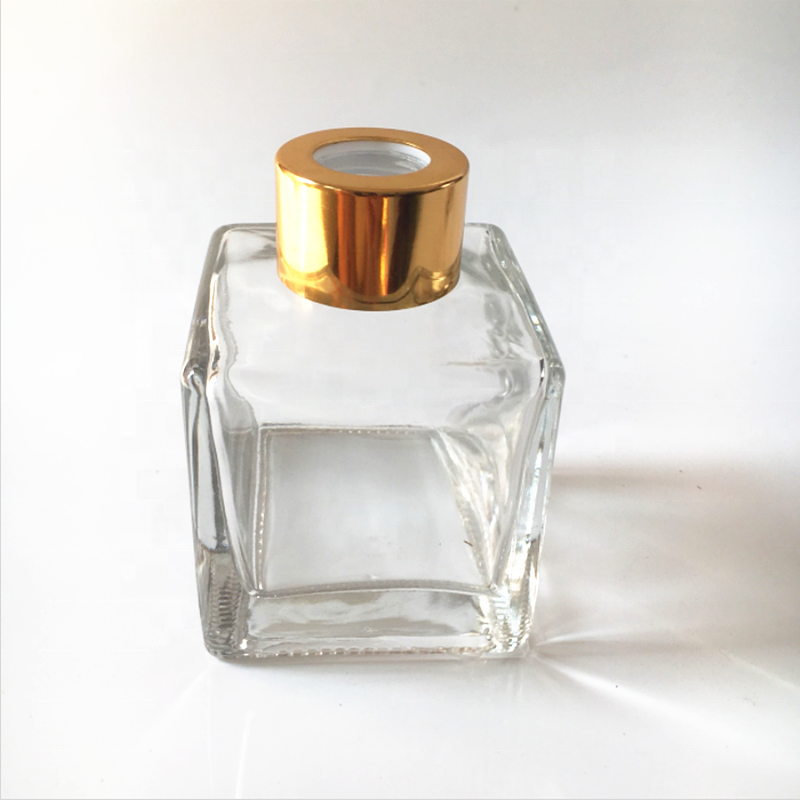 Decoration square air freshener aroma glass reed diffuser bottle with rattan stick 50ml 100ml 200ml