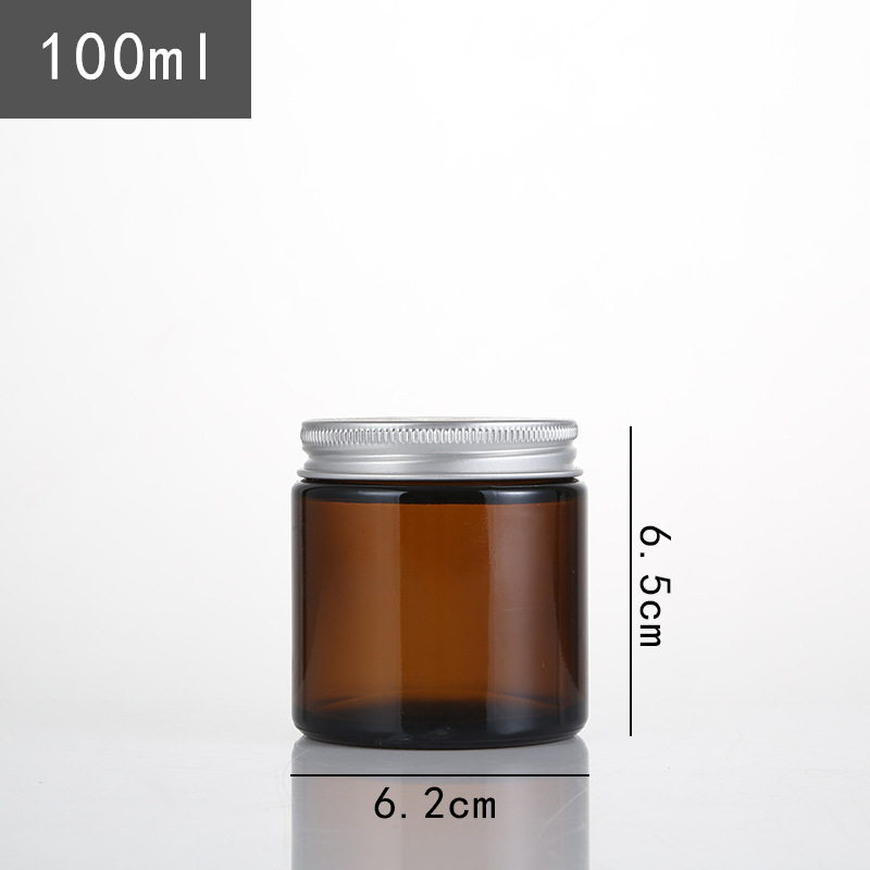 Decorative 100ml 150ml 200ml 300ml Amber Glass Straight Sided Glass Jar With Screw Cap For Scented Candle Soy Candle