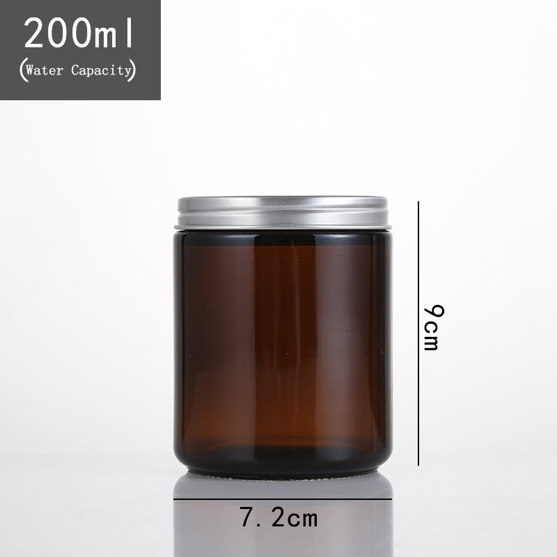 Decorative 100ml 150ml 200ml 300ml Amber Glass Straight Sided Glass Jar With Screw Cap For Scented Candle Soy Candle