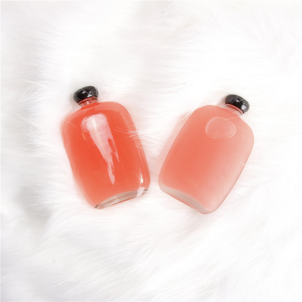 Decorative 100ml 250ml 350ml 500ml Flat Glass Coffee Bottle Hip Flask With White Black Plastic Lid