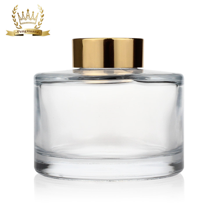 Decorative 200ml Round Clear Reed Diffuser Glass Bottle with Cap