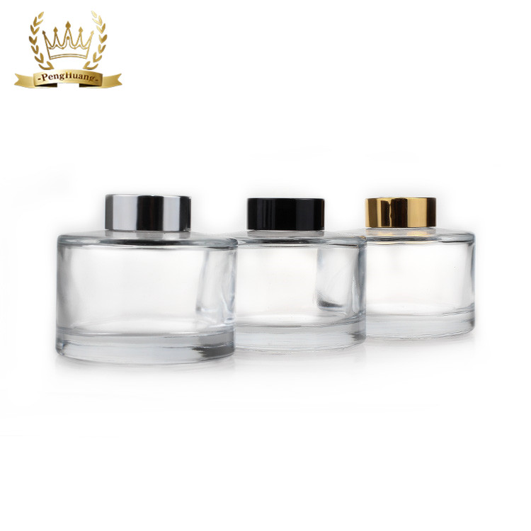 Decorative 200ml Round Clear Reed Diffuser Glass Bottle with Cap