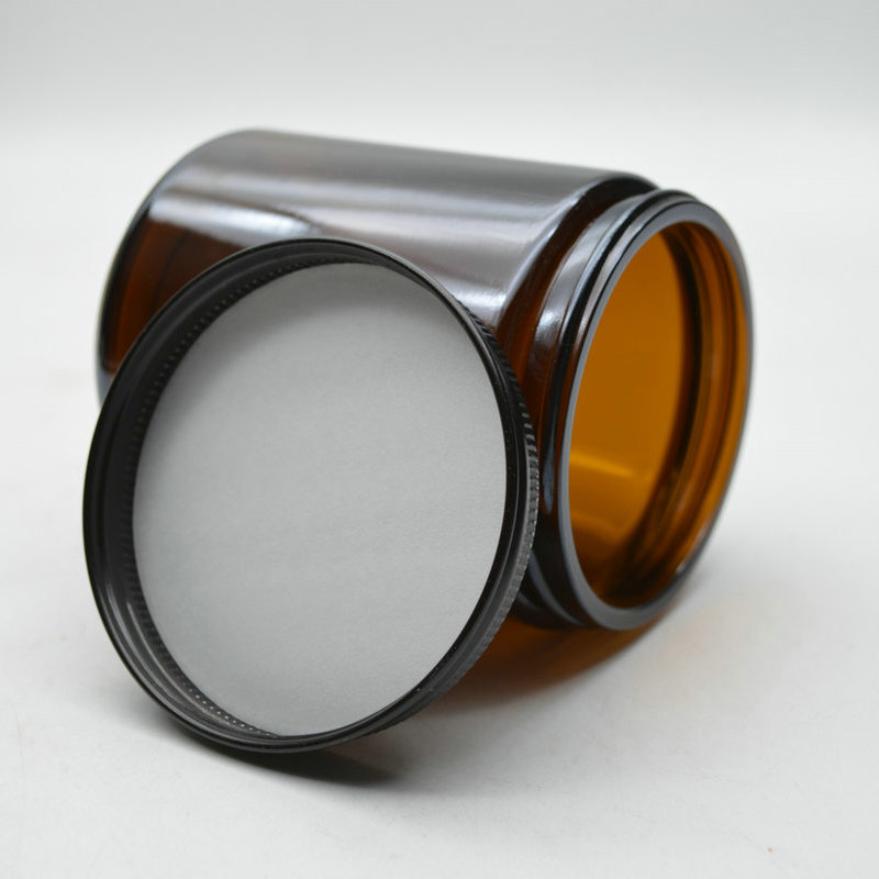 Decorative 250ml Amber Glass Straight Sided Glass Jar With Screw Cap For Scented Candle Soy Candle