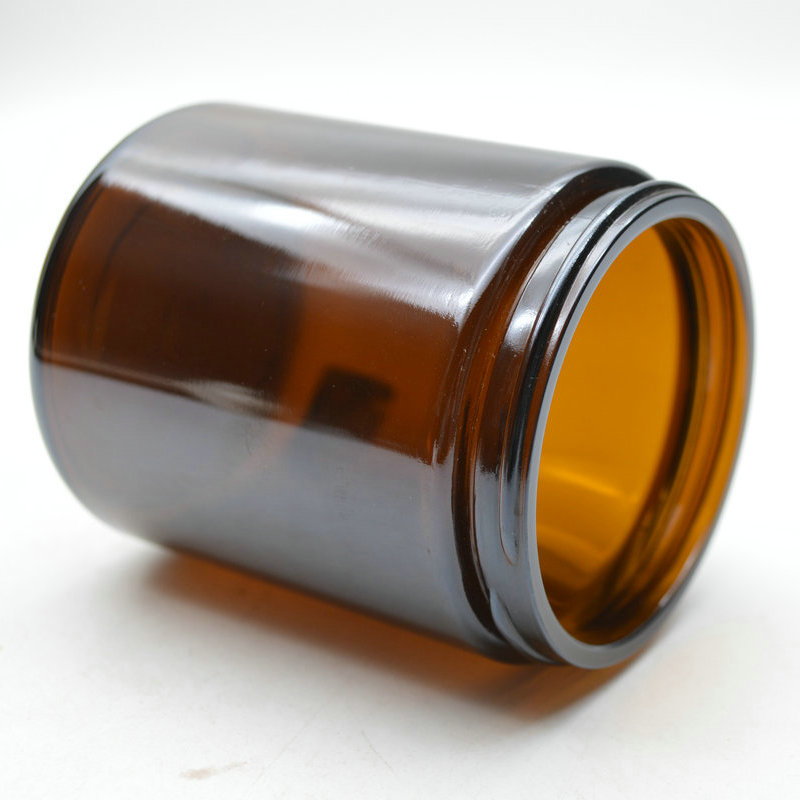 Decorative 250ml Amber Glass Straight Sided Glass Jar With Screw Cap For Scented Candle Soy Candle