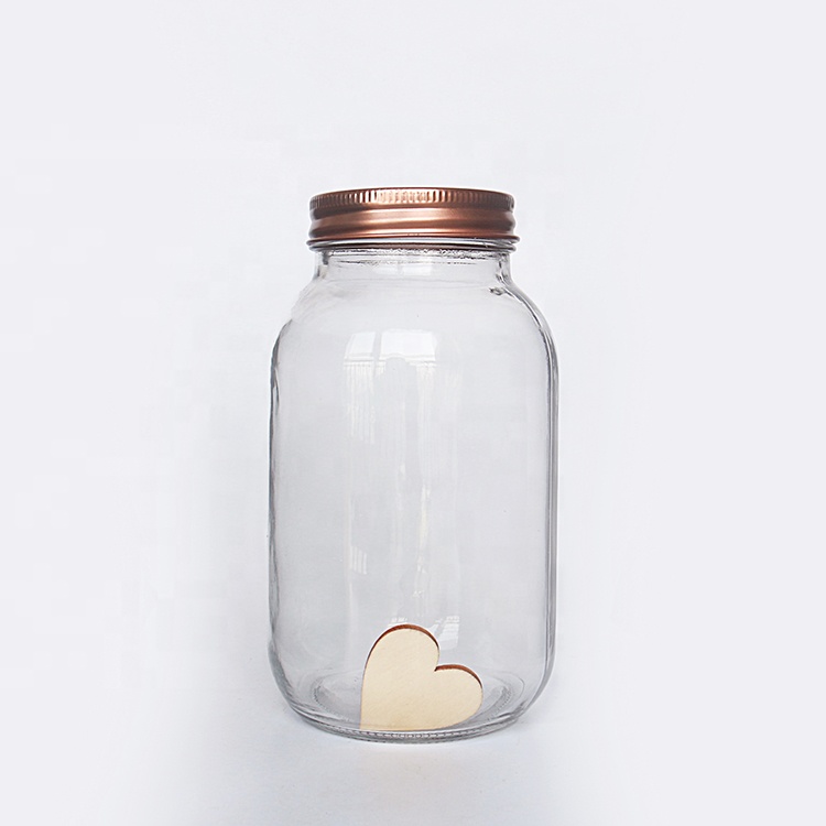Decorative 750ml 1000ml Square Glass Wish Jar With Coin Slot Lid Bank DIY and Wooden Wish Card