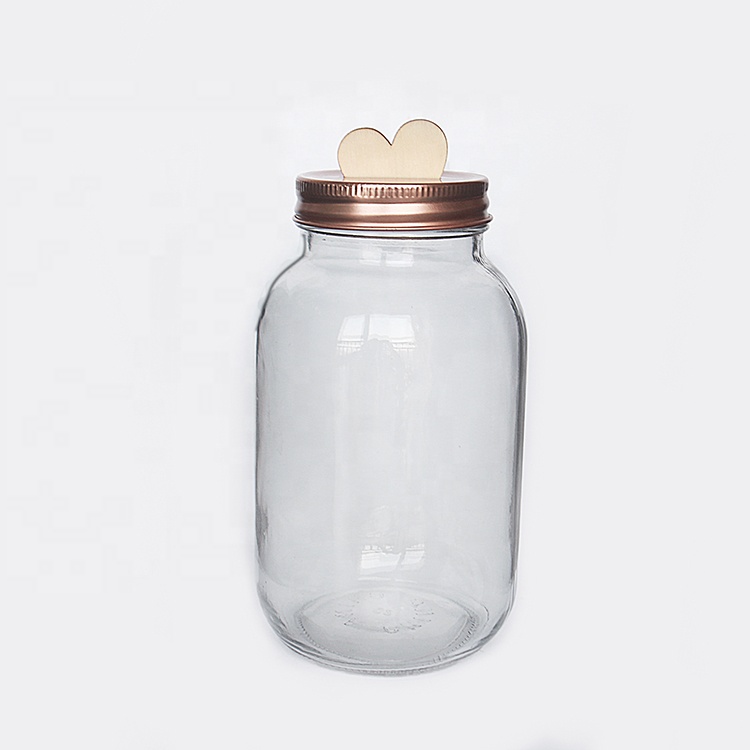 Decorative 750ml 1000ml Square Glass Wish Jar With Coin Slot Lid Bank DIY and Wooden Wish Card