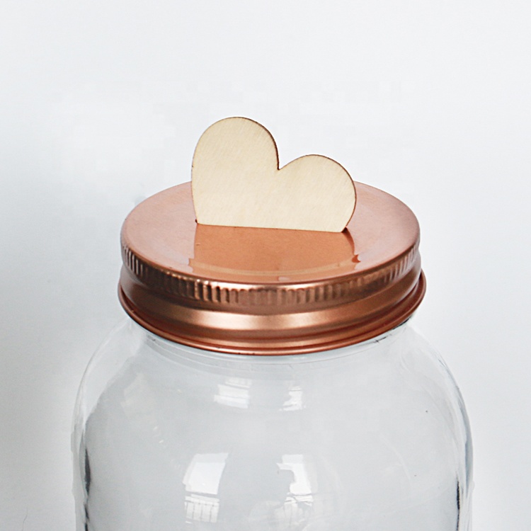 Decorative 750ml 1000ml Square Glass Wish Jar With Coin Slot Lid Bank DIY and Wooden Wish Card