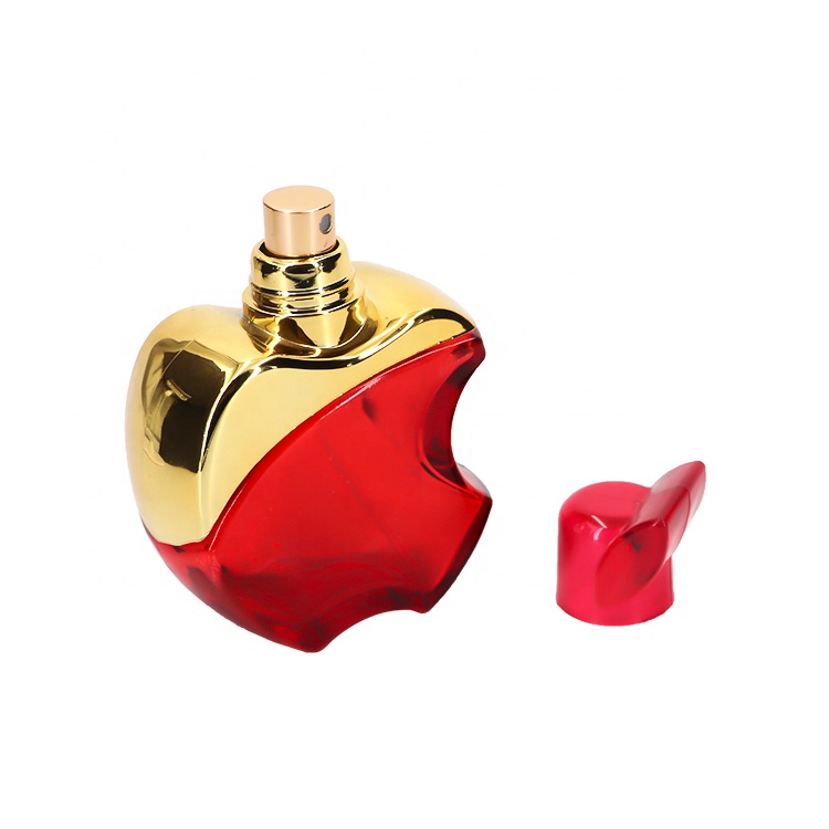 Decorative Apple Shaped 60ml Red Glass Empty Spray Round Perfume Bottle