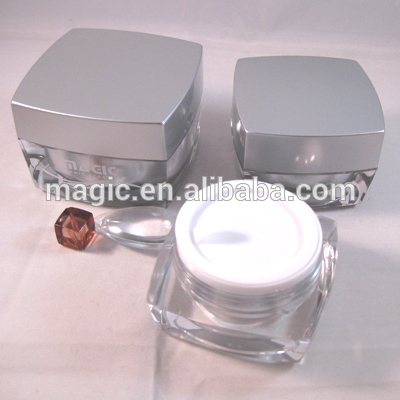 Decorative Cream Jar Gold Hot Selling Square Shape 50g Acrylic Skin Care Cream Plastic
