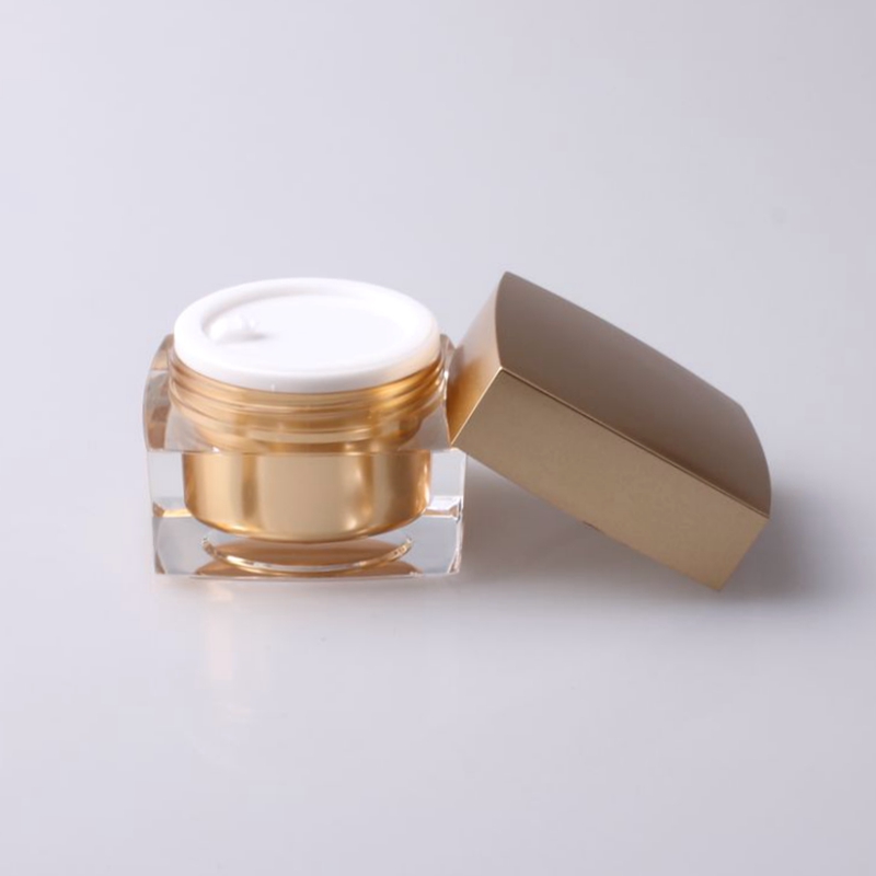 Decorative Cream Jar Gold Hot Selling Square Shape 50g Acrylic Skin Care Cream Plastic