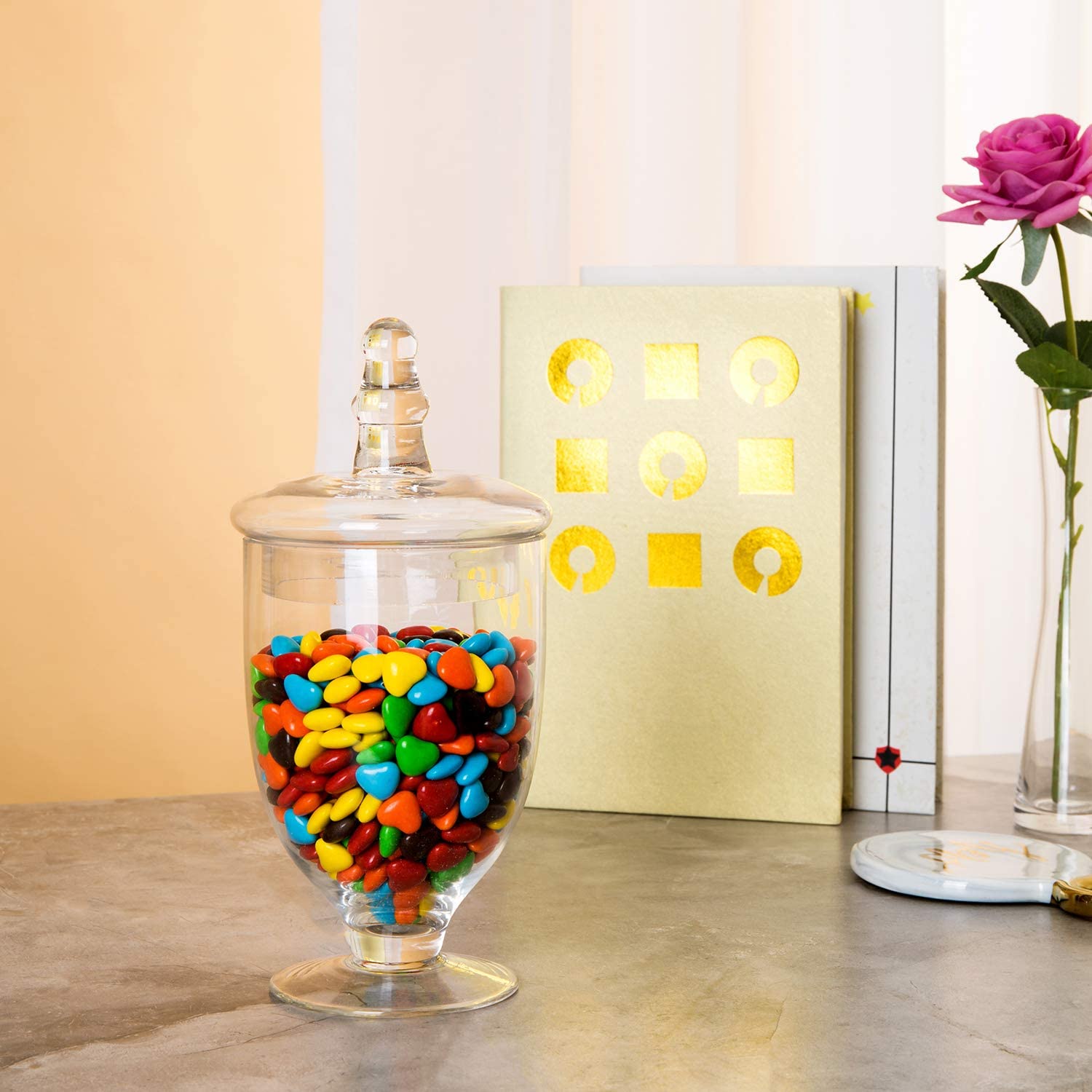 Decorative Wedding Candy Organizer Canisters Set of 3 Elegant Storage clear glass apothecary candle jar