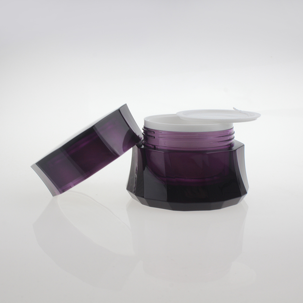 Deep Purple Plastic Cosmetic Cream Jar in Special Shape, biodegradable bamboo cosmetic container