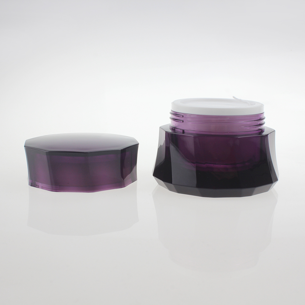 Deep Purple Plastic Cosmetic Cream Jar in Special Shape, biodegradable bamboo cosmetic container