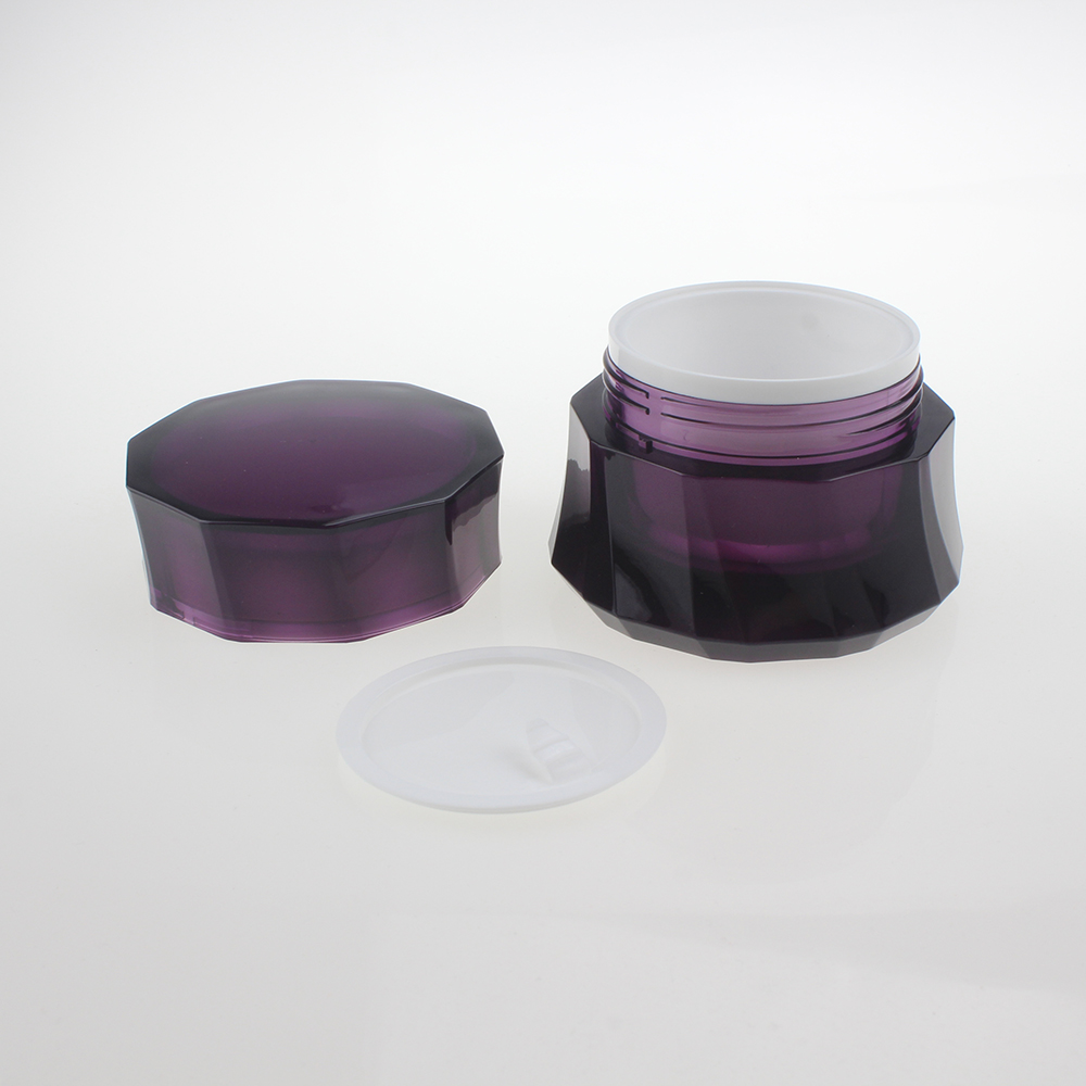 Deep Purple Plastic Cosmetic Cream Jar in Special Shape, biodegradable bamboo cosmetic container