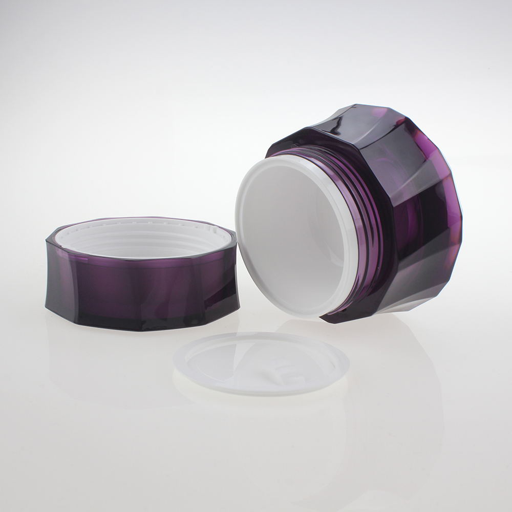 Deep Purple Plastic Cosmetic Cream Jar in Special Shape, biodegradable bamboo cosmetic container