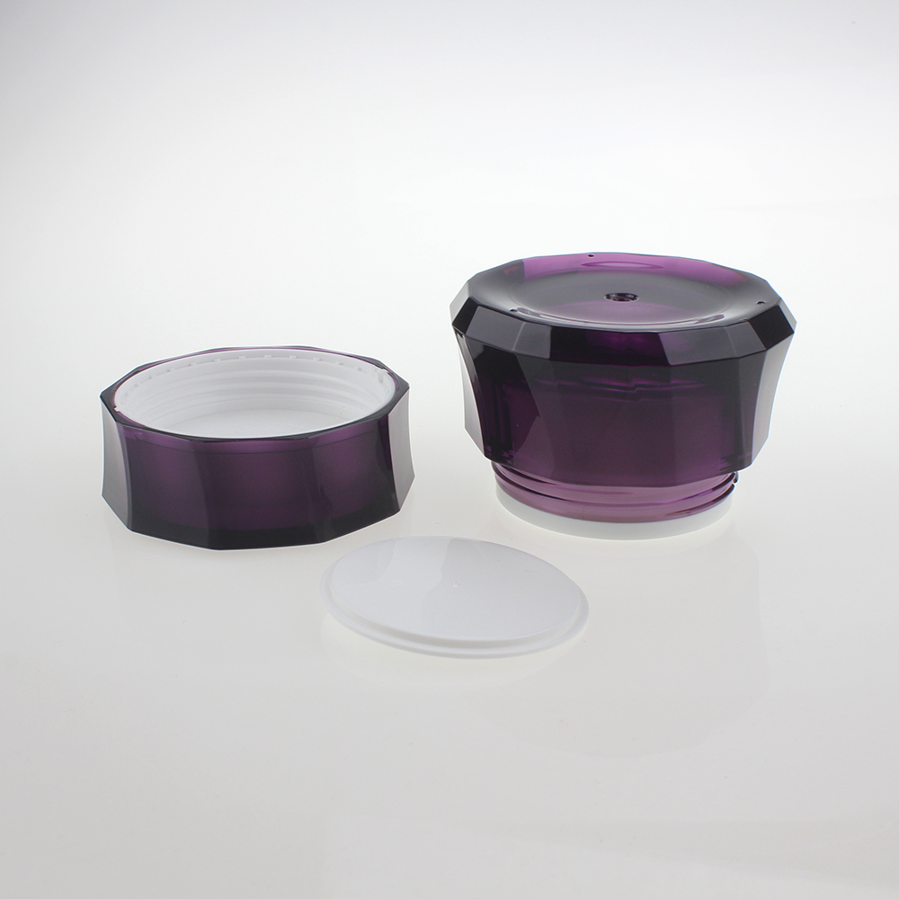 Deep Purple Plastic Cosmetic Cream Jar in Special Shape, biodegradable bamboo cosmetic container