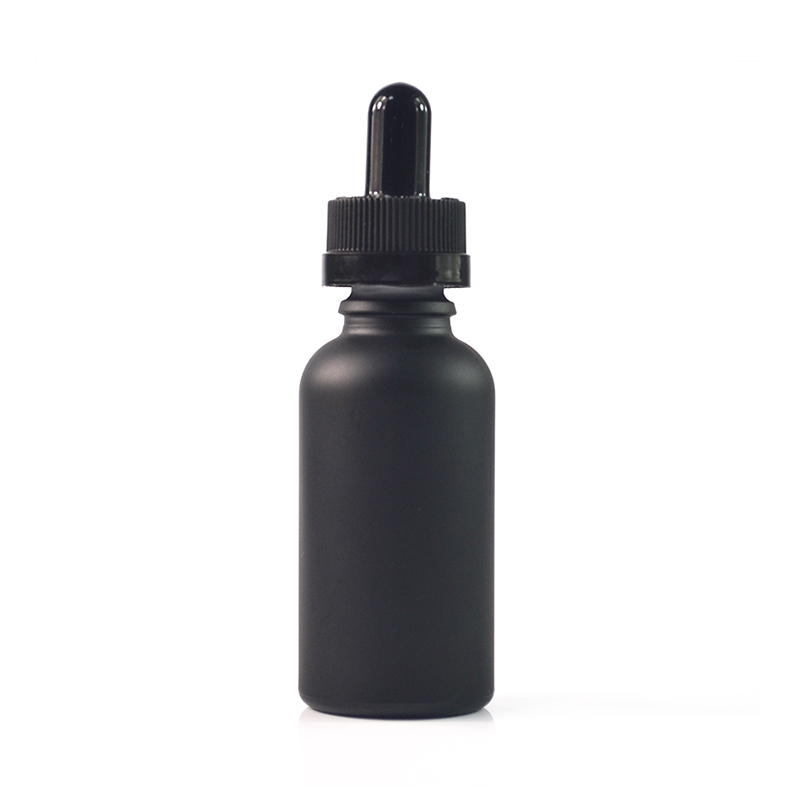 Deliver fast 1oz 2oz 100ml cosmetic container essential oil matt black 30ml glass dropper bottle
