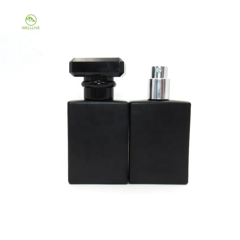 Deluxe multicolor 1 oz 30ml clear matte black square glass perfume deodorant pump bottle with atomizer