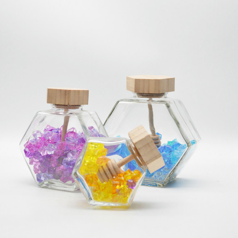 Denois Honey Pot Glass Honey Jar with Wooden Dipper and Cork Lid Cover for Home Kitchen