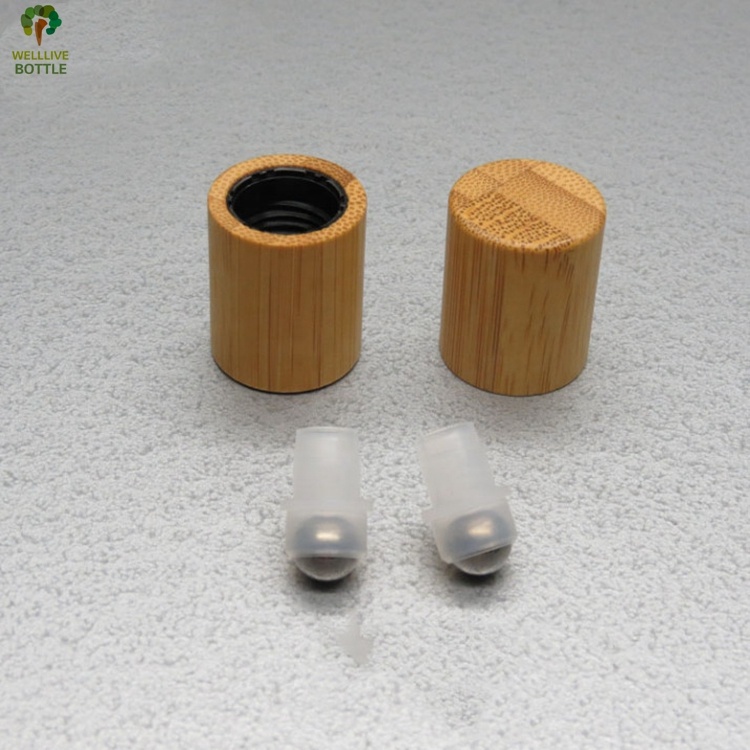 Deodorant Perfume Essential Oils Roll On Glass Bottle 10ml with Bamboo Wood Lid