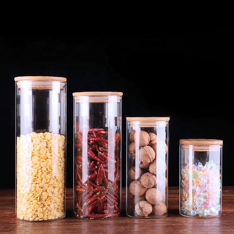 Designer Custom Big Bottles Clear Coffee Empty Cylindrical Food Storage Glass Jar