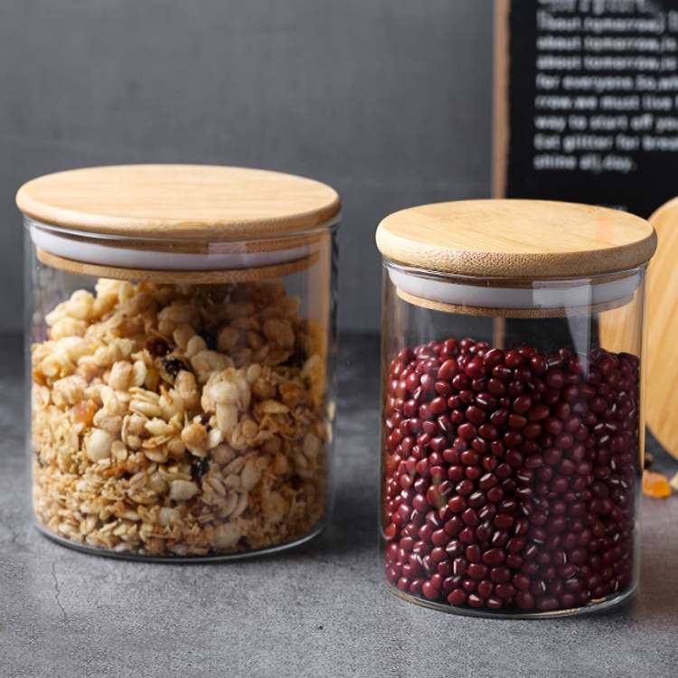 Designer Custom Empty Coffee Cylindrical Fancy Bottle Candy Food Storage Jars Clear Glass