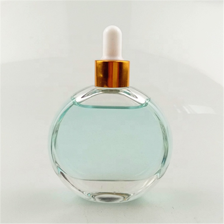 Designer round bottle packaging 50ml hair oil glass bottle