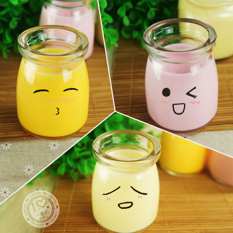 Dessert Shop Pudding Bottle Glass Pudding Jar Wholesale Round Yogurt Bottle Customization