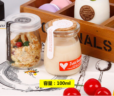 Dessert Shop Pudding Bottle Glass Pudding Jar Wholesale Round Yogurt Bottle Customization
