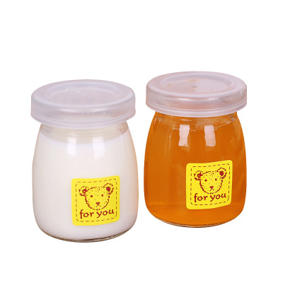 Dessert Shop Pudding Bottle Glass Pudding Jar Wholesale Round Yogurt Bottle Customization