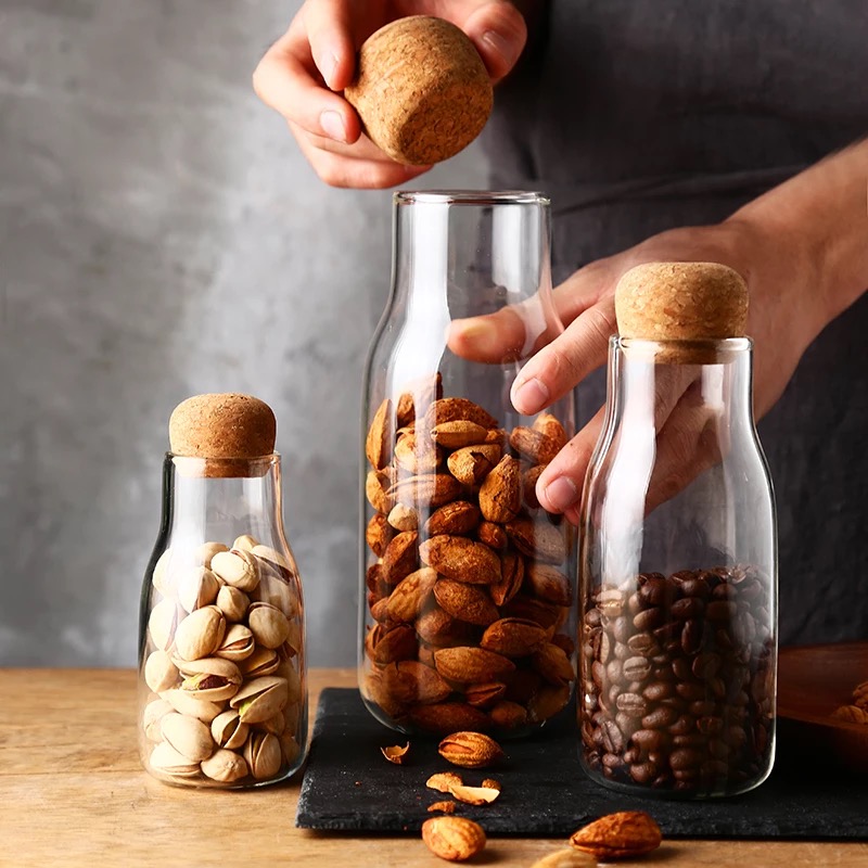 DiYue Kitchen Tools DIY102104 Coffee Bean Glass Sealed Bottle with Cord Lid Kitchen Storage Tools