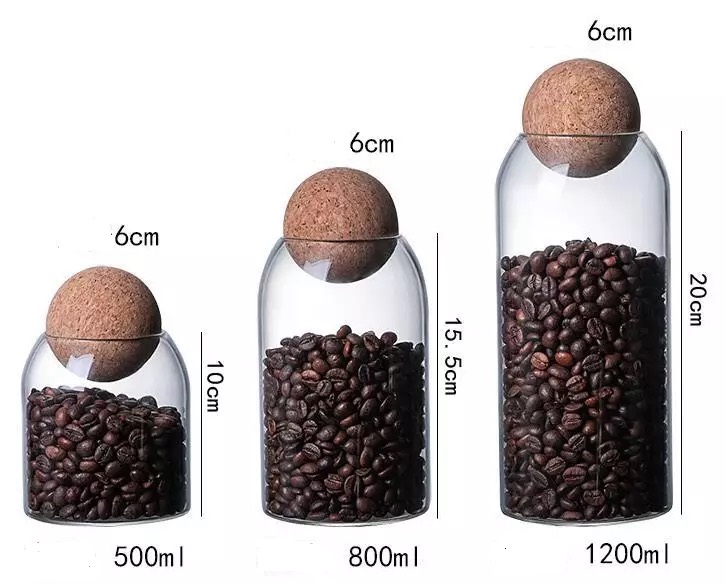 DiYue Kitchen Tools DIY21323 Coffee Bean Glass Sealed Bottle with Cord Lid Kitchen Storage Tools