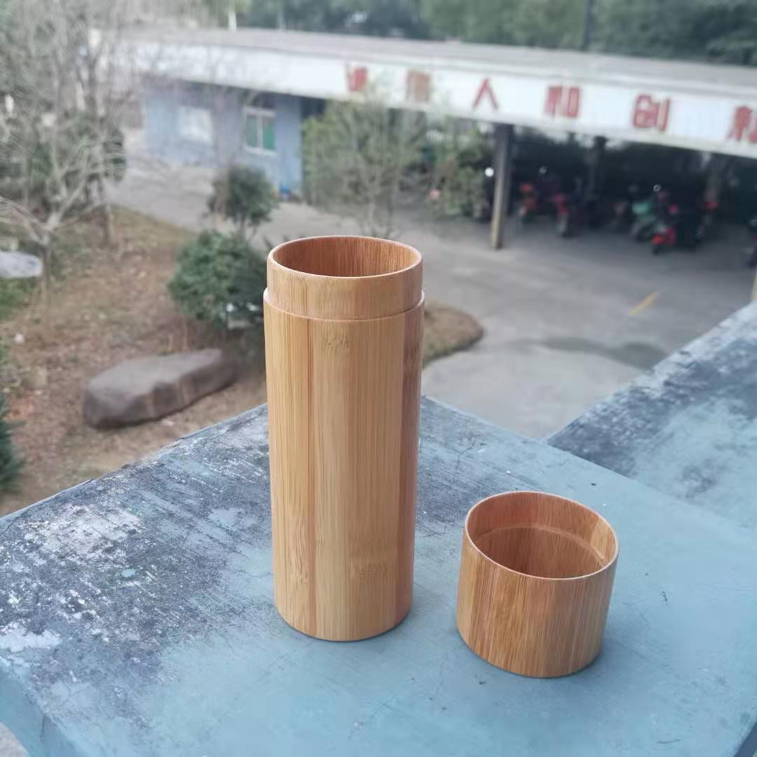 Dia 51mm Bamboo Container with WOCA Wax Oil Surface Food Safe Bamboo Canister Best for Storage Bottles