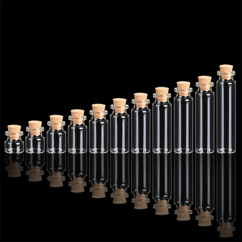 Diameter 22mm Small empty Tiny Glass Bottles with Cork 4ml 5ml 6ml 7ml 8ml 10ml 12ml 14ml 15ml 18ml 20ml Bottles Crafts Jar