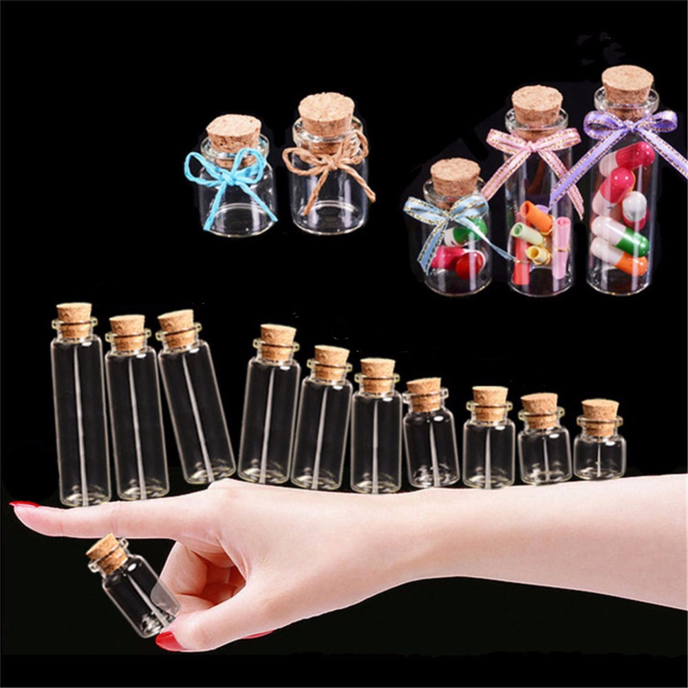 Diameter 22mm Small empty Tiny Glass Bottles with Cork 4ml 5ml 6ml 7ml 8ml 10ml 12ml 14ml 15ml 18ml 20ml Bottles Crafts Jar