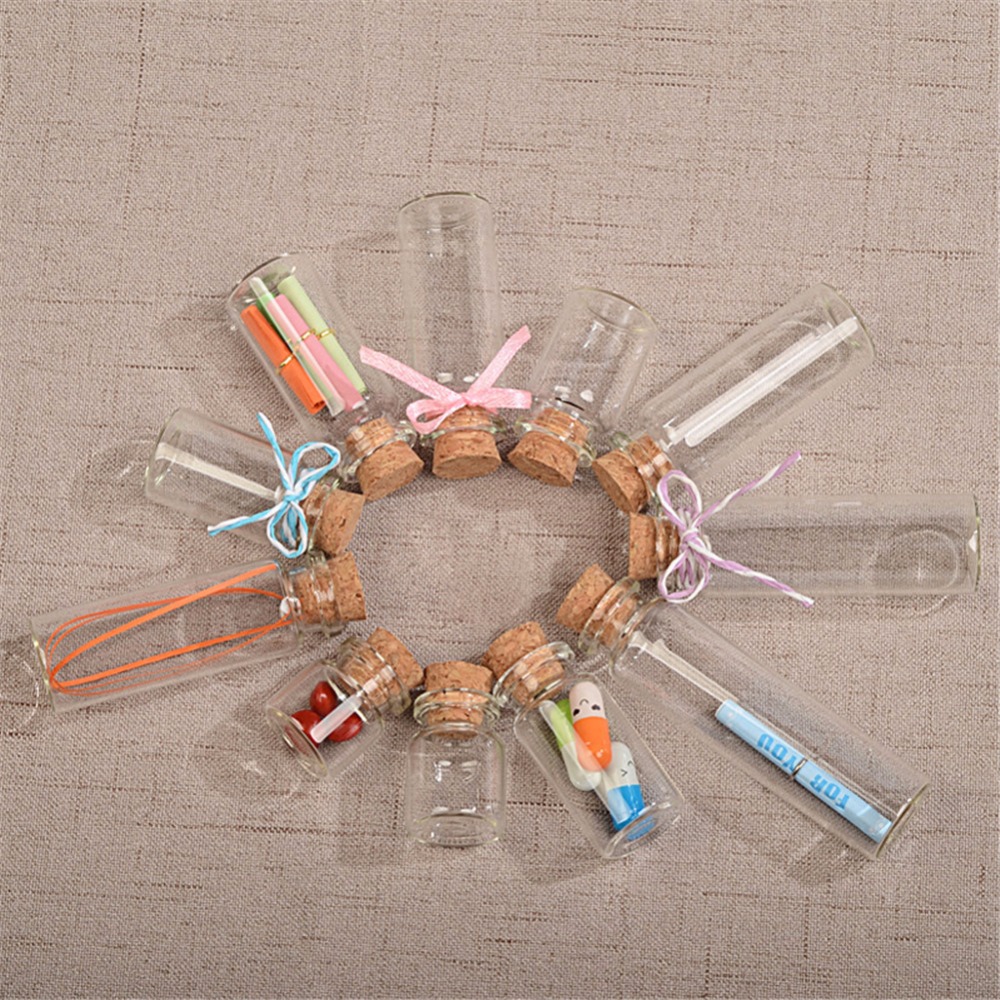 Diameter 22mm Small empty Tiny Glass Bottles with Cork 4ml 5ml 6ml 7ml 8ml 10ml 12ml 14ml 15ml 18ml 20ml Bottles Crafts Jar