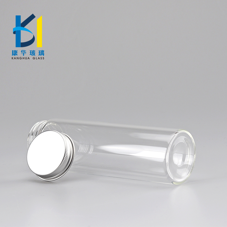 Diameter 47mm 50ml Empty Clear Glass Bottle 100ml With Bamboo Cap