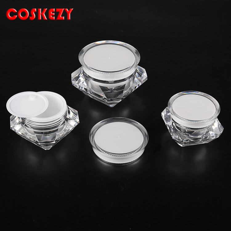 Diamond Clear and Gold Shimmery Square 5g Mini Plastic Cream Jar, Empty 15g 30g 50g Clear High Quality Cream Cosmetic Jar
