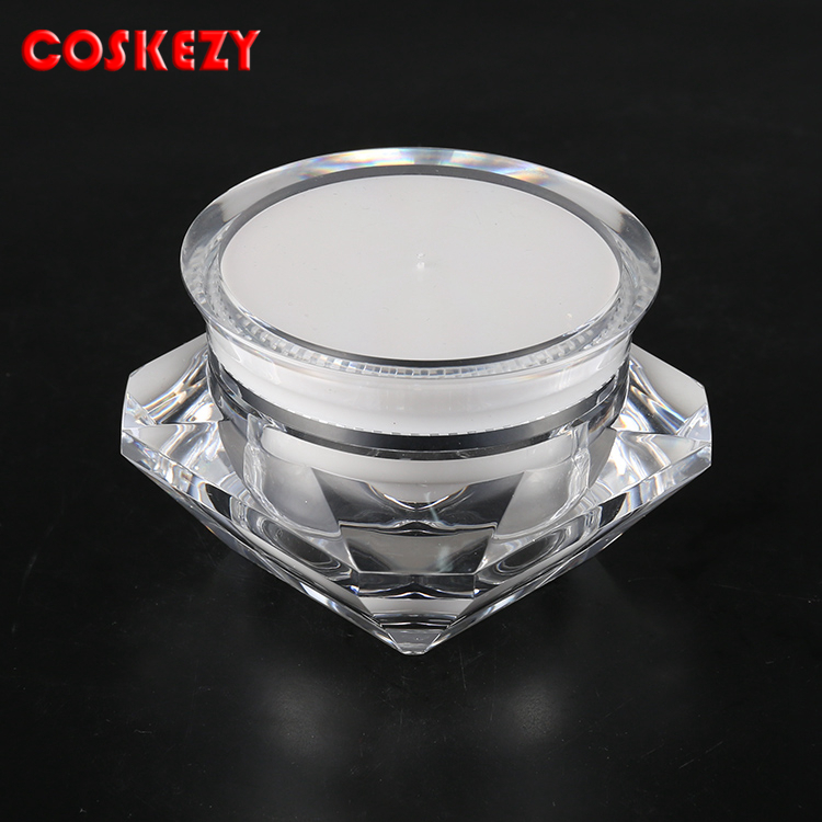 Diamond Clear and Gold Shimmery Square 5g Mini Plastic Cream Jar, Empty 15g 30g 50g Clear High Quality Cream Cosmetic Jar