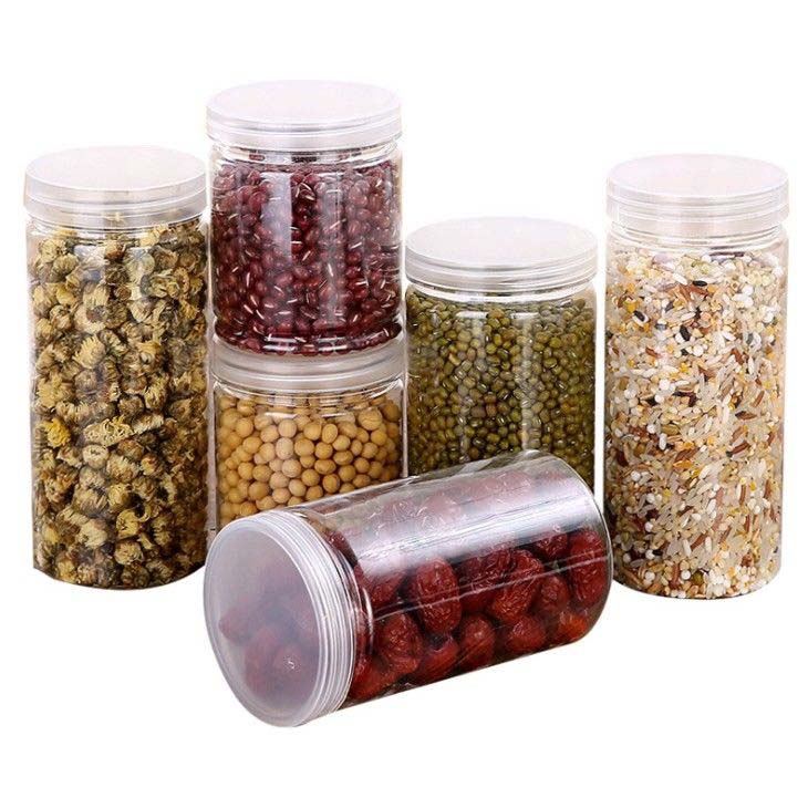 Different Capacity PET Food Airtight Stash Plastic Jar