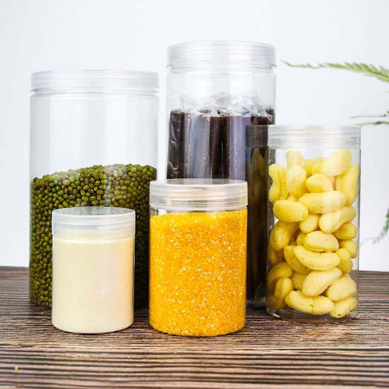 Different Capacity PET Food Airtight Stash Plastic Jar