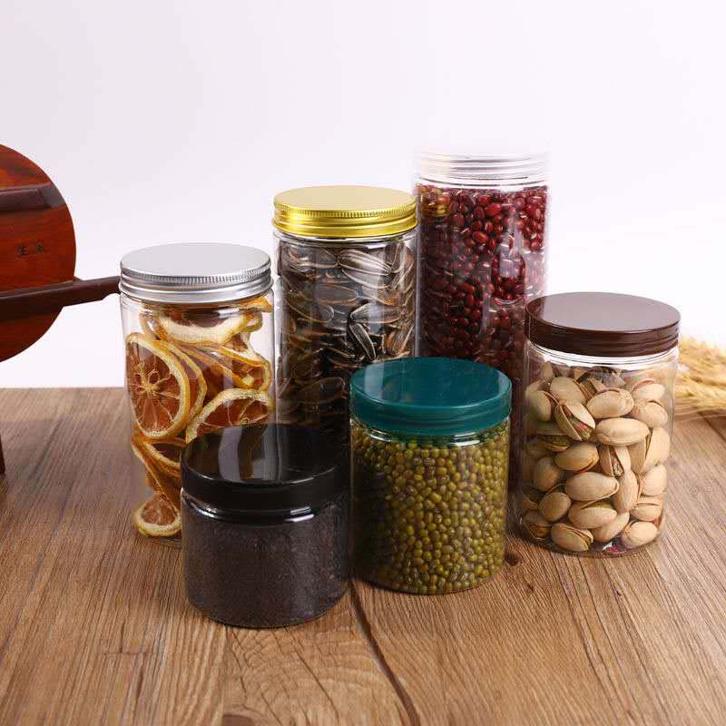 Different Capacity PET Food Airtight Stash Plastic Jar